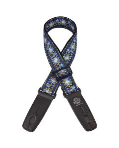 Lock-It Retro Vintage 2" Guitar Strap, Jacquard Blue Chill, LIS-062-BC