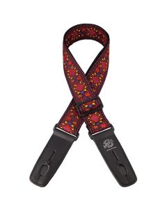 Lock-It Retro Vintage 2" Guitar Strap, Moroccan Twist Red, LIS-061-MT