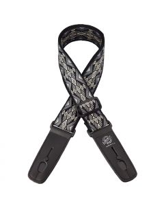 Lock-It Retro Vintage 2" Guitar Strap, Carbon Canyon Grey/Black, LIS-070-CC