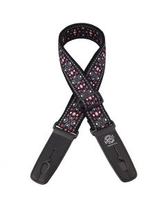 Lock-It Retro Vintage 2" Guitar Strap, Defender Grey/Pink, LIS-072-DR