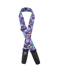 Lock-It Poly Plush Series Guitar Strap, 2" Wide - Blue Violet Skulls