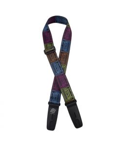 Lock-It Poly Plush Series Guitar Strap, 2" Wide - Vivid Cassettes