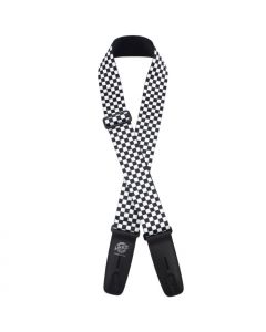 Lock-It Poly Plush Series Guitar Strap, 2" Wide - Black/White Checkered