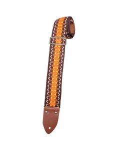 Henry Heller Vintage Deluxe Reissue Guitar Strap, Jacquard Brown/Orange - HVDX-03