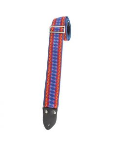 Henry Heller Vintage Deluxe Reissue Guitar Strap, Jacquard Red/Blue - HVDX-32