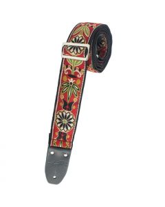 Henry Heller Vintage Reissue Guitar Strap, Jacquard Red/Green/Gold - HJQ2-01