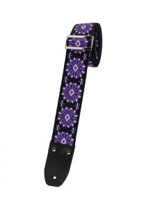 Henry Heller Vintage Reissue Guitar Strap, Jacquard Purple Flower - HJQ2-09