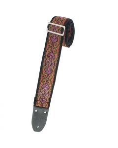 Henry Heller Vintage Reissue Guitar Strap, Jacquard Pink/Purple/Green - HJQ2-38