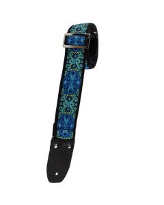 Henry Heller Vintage Reissue Guitar Strap, Jacquard Blue/Green, HJQ2-45