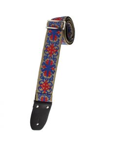 Henry Heller Vintage Reissue Guitar Strap, Jacquard Tan/Blue, HJQ2-44