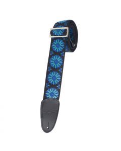 Henry Heller Vintage Jacquard Deluxe Guitar Strap, Blue Blossom, HJQ2DX-10