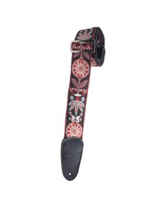 Henry Heller Vintage Jacquard Deluxe Guitar Strap, Red Blossom, HJQ2DX-39