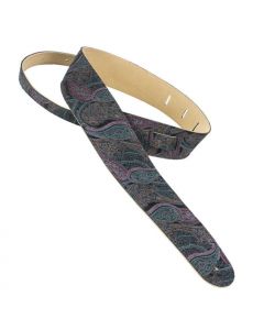 Henry Heller Leather Series, 2.5" Wide Leather Guitar Strap, Capri Paisley Black