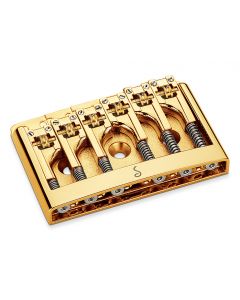 Schaller Germany 3D6 6-String Flatmount Roller Guitar Bridge, GOLD 12120500