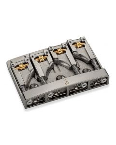 Schaller Germany 3D4 4-String Flatmount Roller Bass Bridge, RUTHENIUM 12130600