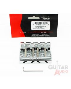 Genuine Fender CHROME HIMASS Block Logo High-Mass Bass Bridge IV w/Brass Saddles