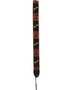 Genuine Fender 2" Monogrammed Adjustable Guitar Strap w/ Logo, Black/Yellow/Red