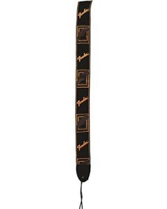 Genuine Fender 2" Monogrammed Adjustable Guitar Strap w/Logo, Black/Yellow/Brown