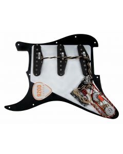 920D Custom Fiesta DG Pickups BLACK/WHITE Loaded Pickguard for Fender Strat