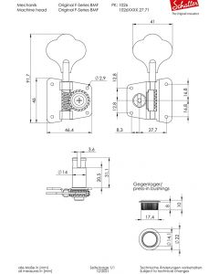 Schaller Germany 4-In-Line F-Series Tuners for Fender P/J Bass, NICKEL