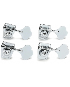 Graph Tech 4-In-Line Ratio Open Back Clover Leaf Button Bass Tuners - CHROME