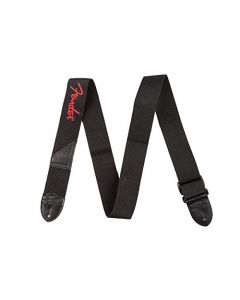 Genuine Fender 2" Black Poly Adjustable Guitar Strap with Red Fender Logo