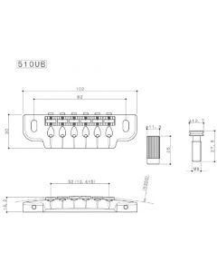 Gotoh 510UB Wraparound Guitar Bridge Tailpiece with Studs, Chrome