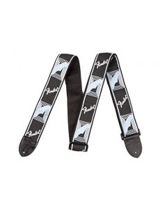 Genuine Fender 2" Monogrammed Adjustable Guitar Strap w/ Logo, Black/Grey/Blue