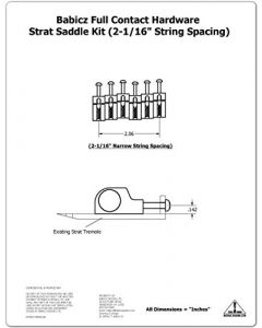Babicz Full Contact Hardware Strat/Stratocaster Narrow Bridge Saddle Set - GOLD