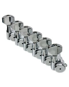 Hipshot CHROME 6-InLine Grip-Lock Non-Staggered Vintage Post Guitar Tuners w/UMP