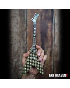 AXE HEAVEN Licensed Rick Nielsen Checkered Flying V MINIATURE Guitar Display