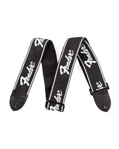 Genuine Fender 2" Wide Black Nylon Adjustable Guitar Strap - Running Logo