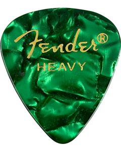 Fender 351 Premium Celluloid Guitar Picks - HEAVY, GREEN MOTO, 12-Pack (1 Dozen)