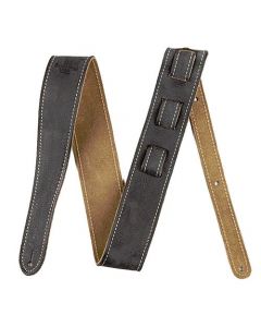 Genuine Fender 2" Wide, Road Worn Adjustable Leather Guitar Strap - Black