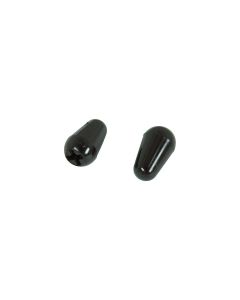 Genuine Fender BLACK Plastic Strat Guitar Pickup Switch Tips Knobs - 2 Pack