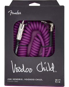 Genuine Fender 30' Hendrix Voodoo Child Coiled Right-Angle Guitar Cable, PURPLE