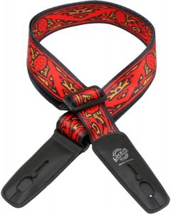 Lock-It Bob Masse Rock Art Leather End Guitar Strap - Red Thistles, LIS-037-BM7