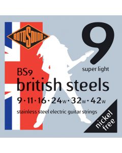 Rotosound BS9 British Steels 6-String Electric Guitar Strings, 9-42