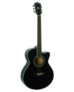 Wahsburn Festival EA12B Mini Jumbo Cutaway Acoustic-Electric Guitar - BLACK