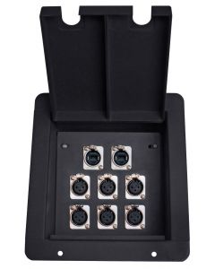 Elite Core FB8-2NE8FD Recessed Stage Pocket Floor Box w/ 6 XLR, 2 EtherCon Cat5e