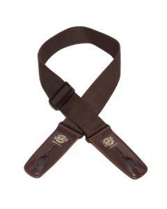 Lock-It Professional Poly Guitar Strap with Locking Leather Ends, Brown