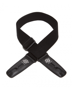 Lock-It Cotton 2" Wide Guitar Strap with Locking Leather Ends - Black