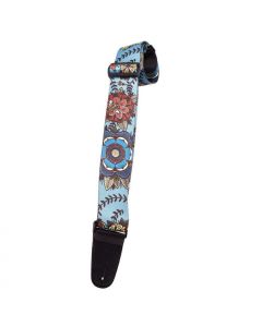 Henry Heller Sublimination Series, 2" Wide Guitar Strap, Blue Flowers