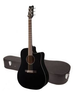 Jasmine JD93CE-BLK Black Dreadnought Acoustic-Electric Guitar w/CASE