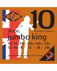 Rotosound JK30EL Jumbo King 12-String Acoustic Guitar Strings, 10-50