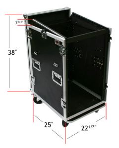 OSP 16-Space ATA Mixer/Amp Rack Flight Tour Road Case with Table - MC12U-16SL