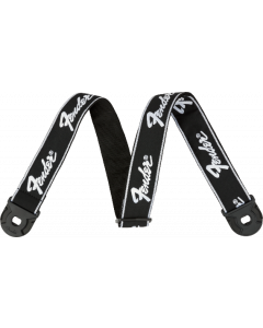 Fender 2" Quick Grip Locking Ends Guitar Strap, Black with White Running Logo