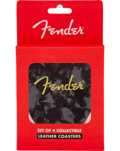  Genuine Fender Guitar Pick Shape Logo Coasters Gift, 4-Pack, Multi-Color