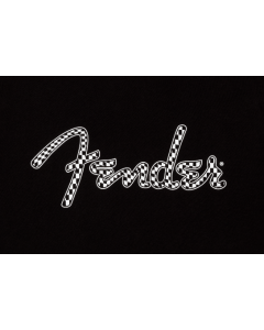 Fender Guitars Spaghetti Wavy Checker Logo Tee, Black, S, Small