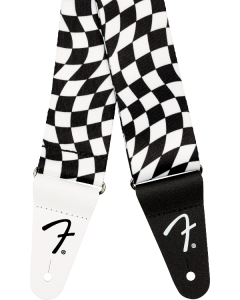 Genuine Fender 2" Wavy Checkered Polyester Strap, Black/White